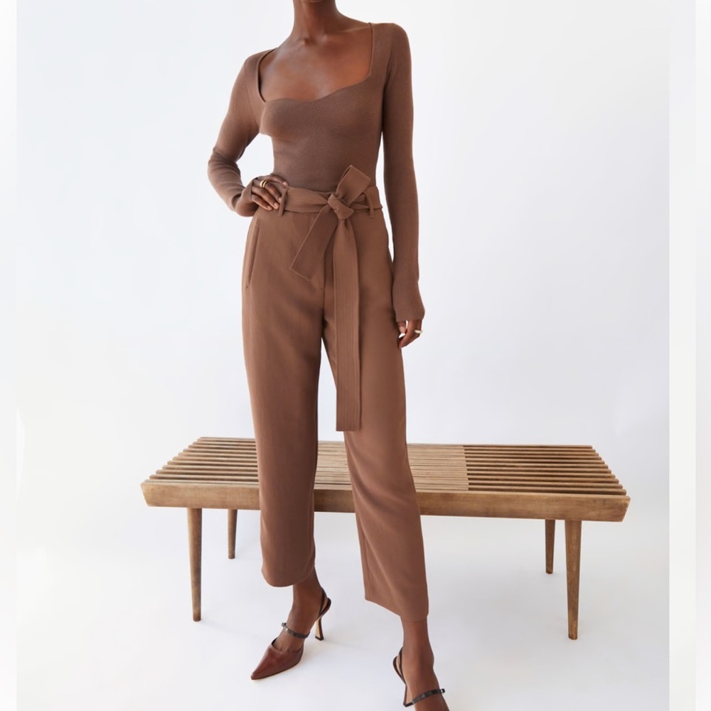 WILFRED | Brown front tie dress pants